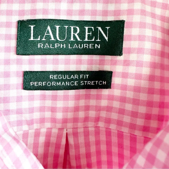 Lauren Ralph Lauren Mens Button Down Shirt Pink Gingham Regular Fit Size Large - Picture 5 of 8